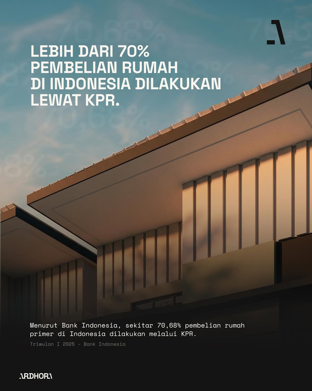 Detail arsitektur atap dan kisi vertikal rumah Ardhora Living